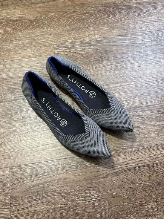 Rothy's Shoes - Rothy's The Point Women's Pointed Toe Ballet Flats Grey Birdseye Mesh Size 6